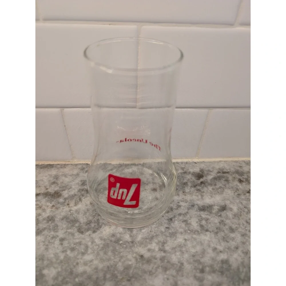 Vintage 7Up The Uncola Upside Down Glass Seven-Up Co Drinking Glasses Set Of‎ 2